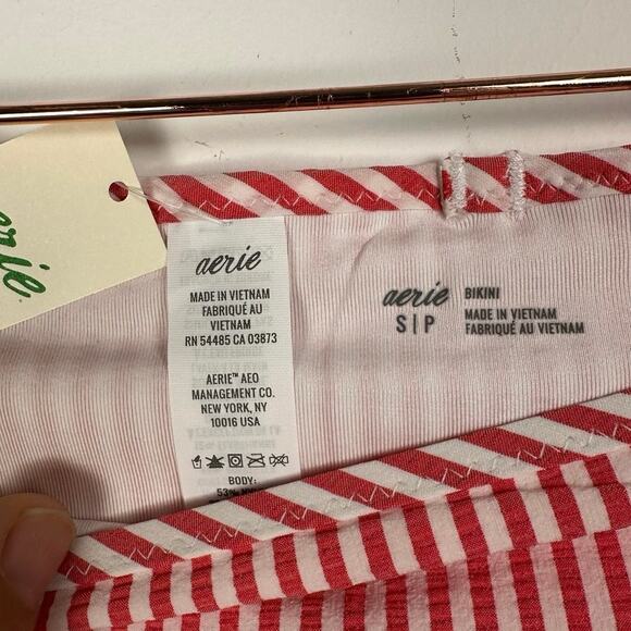 NWT aerie Striped Ruffle Trim Romantic Retro 50s Full Coverage Bikini Bottom - Picture 4 of 9